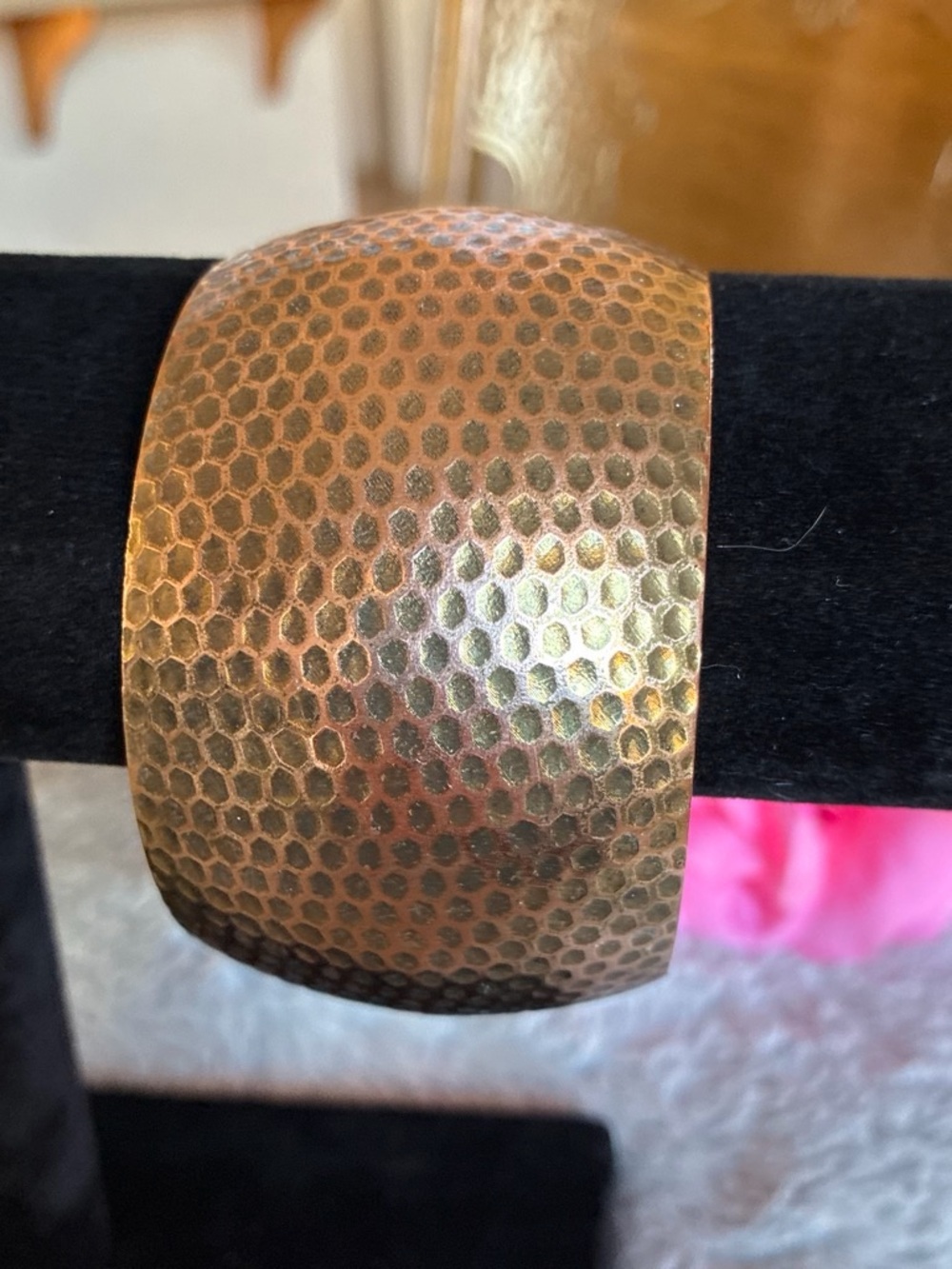 Hammered Metal Cuff Bracelet - Brass Tone